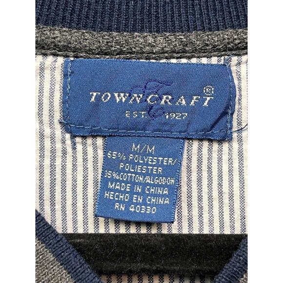 Vintage Colorblock Striped Crewneck Sweatshirt Towncraft Mens Medium‎ Gray Blue - Picture 4 of 7